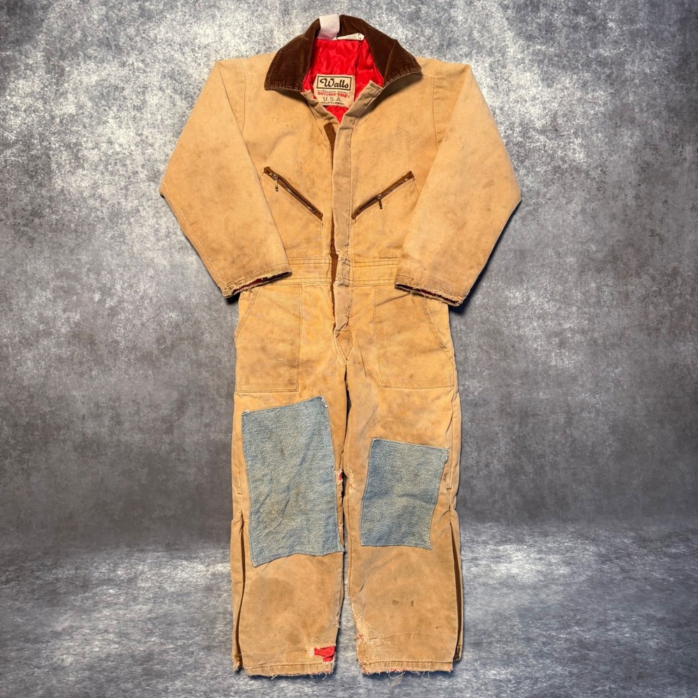 Vintage Walls Blizzard Pruf Kids Youth 8 Brown Insulated Duck Canvas Coveralls‎